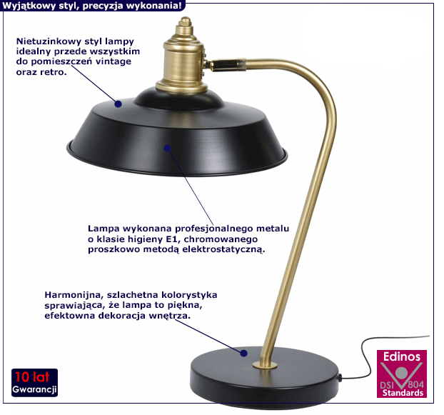 Retro lampa stołowa Sigurd - czarna