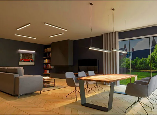 Biały minimalistyczny liniowy plafon EX628-Herrick z modułem LED