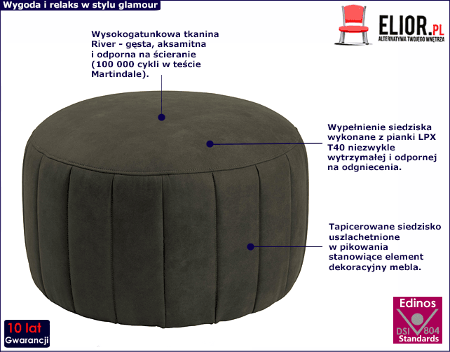 Oliwkowo zielona pufa welurowa Hada