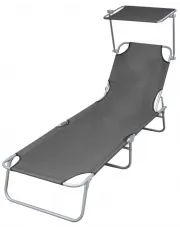 Aluminiowy leżak ogrodowy z zadaszeniem Tatami - szary w sklepie o6i2u8y4t0z.info