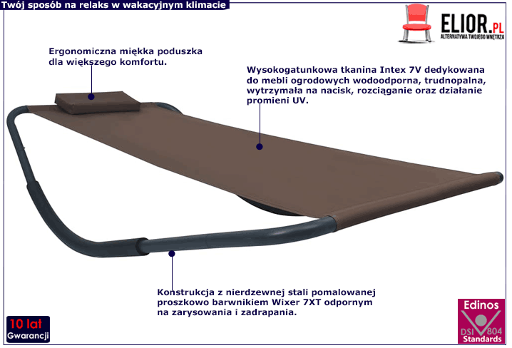 Tekstylny leżak ogrodowy z poduszką Wintex 5X