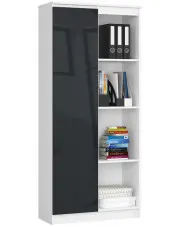 Regał z drzwiczkami na dokumenty biały + grafit połysk - Cersal 4X w sklepie o6i2u8y4t0z.info