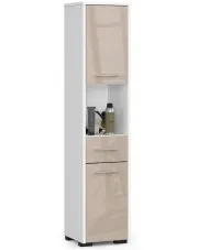 Regał łazienkowy z drzwiczkami biały + cappuccino połysk - Unimis 4X w sklepie o6i2u8y4t0z.info