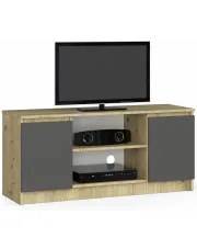 Nowoczesna szafka RTV dąb artisan - grafit / szary - Galapi 3X 120 cm w sklepie o6i2u8y4t0z.info
