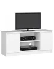 Biała szafka pod telewizor z drzwiczkami - Galapi 5X 140 cm w sklepie o6i2u8y4t0z.info
