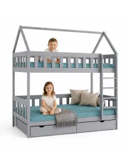 Szare skandynawskie łóżko piętrowe domek dla dzieci - Varcon 4X 200x90 cm w sklepie o6i2u8y4t0z.info
