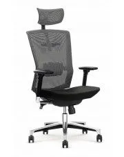 Ergonomiczny fotel obrotowy z regulacją zagłówka Arton - czarno - popielaty w sklepie o6i2u8y4t0z.info