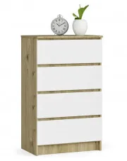 Skandynawska komoda do sypialni dąb artisan + biały - Branni 3X w sklepie o6i2u8y4t0z.info