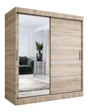 Szafa z drzwiami przesuwnymi i lustrem 180 cm dąb sonoma - Ebia 5X w sklepie o6i2u8y4t0z.info