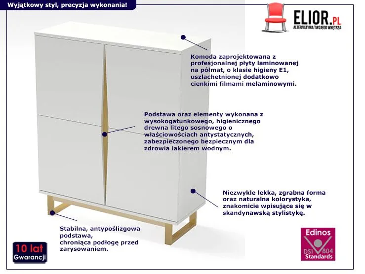 Nowoczesna komoda Sido - biała