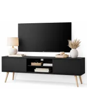 Czarna szafka RTV na nóżkach - Dubby 4X 120 cm w sklepie o6i2u8y4t0z.info