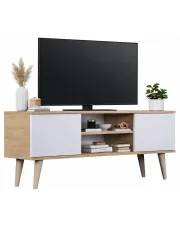 Skandynawska szafka pod telewizor dąb artisan + biały - Dubby 4X 120 cm w sklepie o6i2u8y4t0z.info
