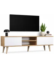 Skandynawska szafka pod telewizor dąb artisan + biały - Dubby 5X 160 cm w sklepie o6i2u8y4t0z.info