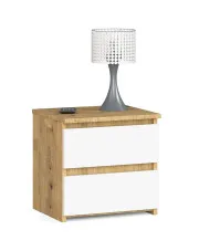 Skandynawska szafka nocna z szufladami dąb artisan + biały - Atika 3X w sklepie o6i2u8y4t0z.info