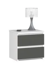 Minimalistyczna szafka nocna biały + grafit - Atika 3X w sklepie o6i2u8y4t0z.info