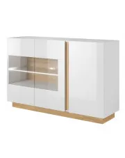 Komoda z witryną do salonu biały + dąb grandson - Apso 6X w sklepie o6i2u8y4t0z.info