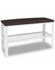 Wąski puf z metalowym stelażem do przedpokoju biały + wenge  - Sagal 5X w sklepie o6i2u8y4t0z.info