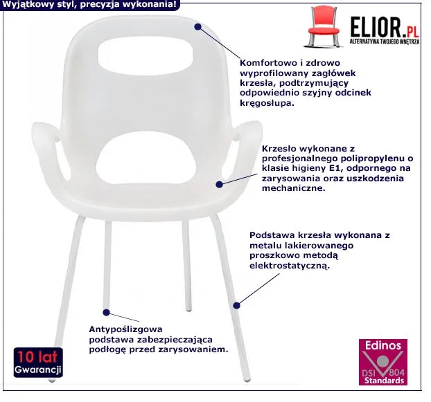Modne krzesło Relis - białe