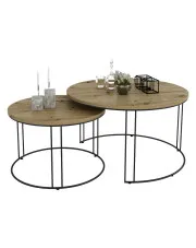 Industrialny zestaw stolików kawowych czarny + dąb artisan - Eksa 4X w sklepie o6i2u8y4t0z.info
