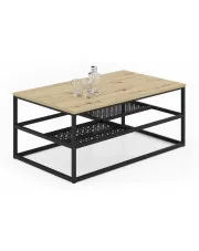 Industrialny stolik kawowy dąb artisan + czarny - Hila 4X w sklepie o6i2u8y4t0z.info