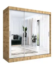 Szafa przesuwna z lustrem dąb artisan + biały 200 cm - Kukkin 6X w sklepie o6i2u8y4t0z.info