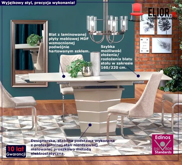 Szklany stół Unao - rozkładany
