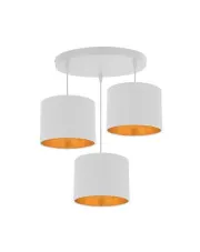 Biała lampa wisząca glamour z trzema kloszami z tkaniny - V104-Trapsi w sklepie o6i2u8y4t0z.info