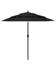 Czarny parasol ogrodowy z potrójnym daszkiem - Asar w sklepie o6i2u8y4t0z.info