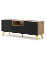 Szafka na TV dąb artisan z czarnymi lamelami - Melis 9X w sklepie o6i2u8y4t0z.info