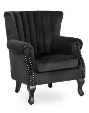 Czarny welurowy fotel uszak glamour - Reven w sklepie o6i2u8y4t0z.info