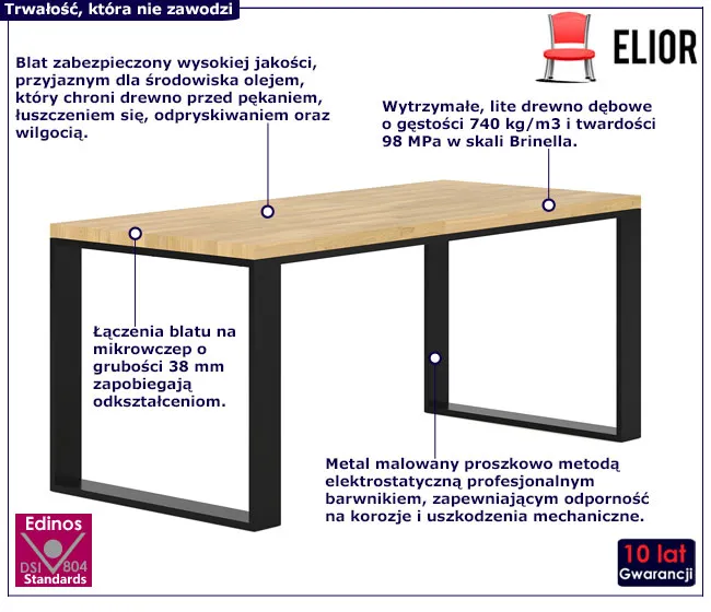 Drewniane biurko biurowe w stylu loft 160x70 Joxi