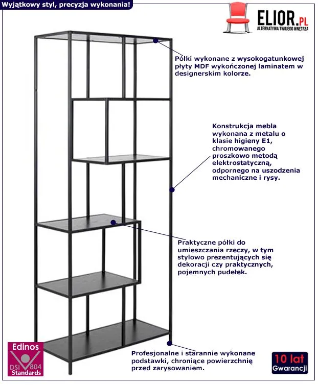 Loftowy regał Medox 3X - czarny jesion