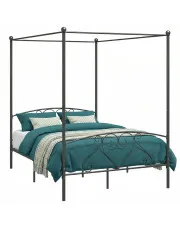 Czarne romantyczne łóżko z baldachimem małżeńskie 180x200 cm - Nila w sklepie o6i2u8y4t0z.info