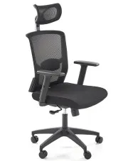Czarny ergonomiczny fotel obrotowy z regulowanym zagłówkiem - Kenzo w sklepie o6i2u8y4t0z.info