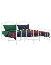 Białe metalowe łózko małżeńskie w stylu loft 160x200 cm - Honta w sklepie o6i2u8y4t0z.info