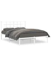 Białe duże łóżko z metalu 160x200 cm - Laxo w sklepie o6i2u8y4t0z.info