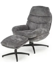 Popielaty fotel wypoczynkowy z kołyską i podnóżkiem - Berser w sklepie o6i2u8y4t0z.info