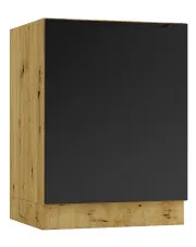 Dolna szafka kuchenna 60 cm dąb artisan + czarny - Orfa 8X w sklepie o6i2u8y4t0z.info