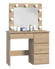 Toaletka glamour z podświetlanym lustrem dąb sonoma - Kaviro 4X w sklepie o6i2u8y4t0z.info
