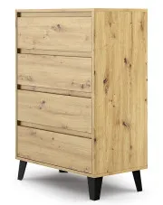Komoda z 4 szufladami w stylu scandi dąb artisan - Bilgo 5X w sklepie o6i2u8y4t0z.info