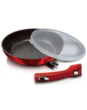 Czerwona patelnia granitowa z odpinaną rączką 28cm - Motis 5X w sklepie o6i2u8y4t0z.info