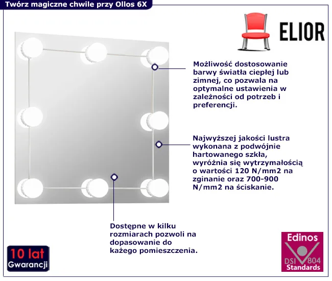 Wiszące nowoczesne lustro Dadi 6X