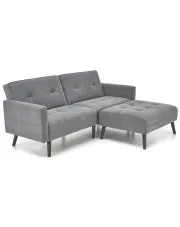 Popielata sofa rozkładana z podnóżkiem - Leris w sklepie o6i2u8y4t0z.info