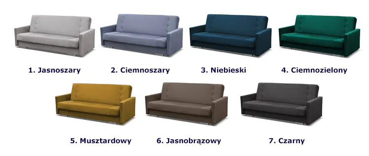 Dostępne kolory wersalki Rubenso