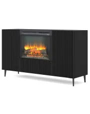 Czarna lamelowa komoda z kominkiem elektrycznym - Melis 17X w sklepie o6i2u8y4t0z.info