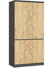 Nowoczesna szafa z półkami i drążkiem grafit + dąb artisan - Asmin w sklepie o6i2u8y4t0z.info