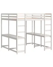 Białe piętrowe łóżko z 2 biurkami na dole 160x200 - Vasmo 4X w sklepie o6i2u8y4t0z.info