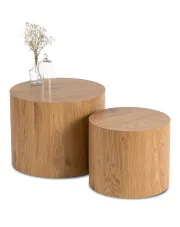 Komplet dwóch stolików kawowych dąb naturalny - Adet w sklepie o6i2u8y4t0z.info