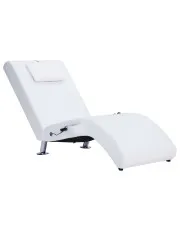 Elegancka biała leżanka masująca z ekoskóry - Leah 4X w sklepie o6i2u8y4t0z.info
