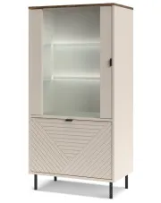 Niska witryna do jadalni na nóżkach z LED kaszmir + dąb castello - Milox 12X w sklepie o6i2u8y4t0z.info